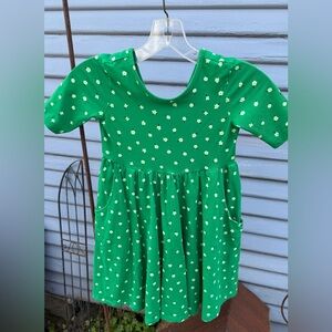 Hanna Andersson Green Flower  Print Skater Style Dress, girl 6/7
